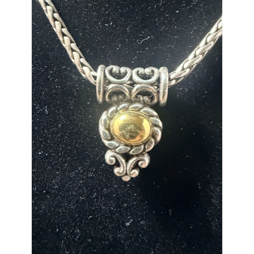 Vintage Retired Brighton Moonglow Reversible Pendant Necklace with Wheat Chain
